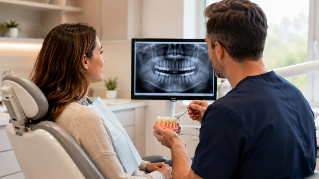 Dr. Ibrahim Sayeed discussing conservative dental treatment with an adult patient at Walden Dental NY